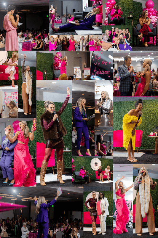 Erika speaking on stage