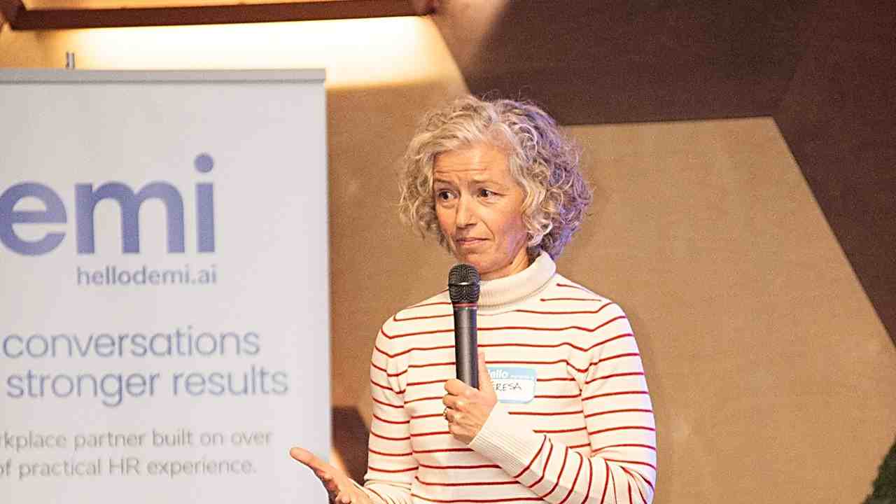 Teresa Quinlan addressing a gathering