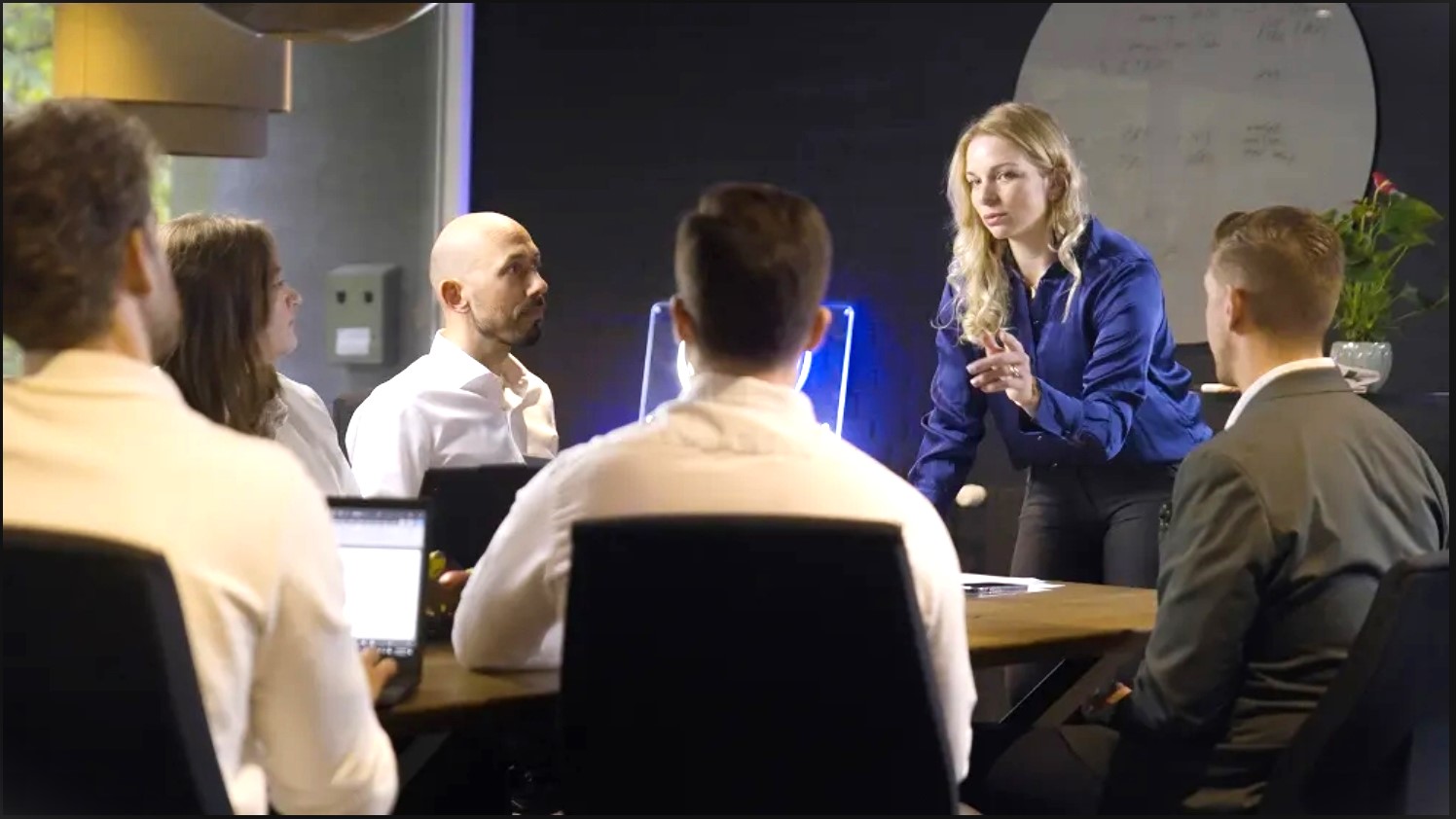 Eszter Pontenagel in a meeting with colleagues