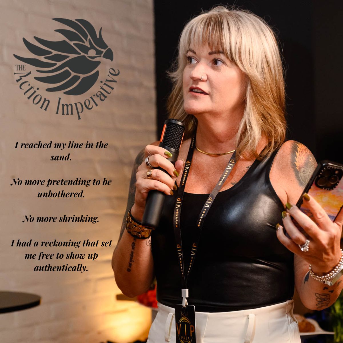Nicki Scolaro Bland speaking with a microphone