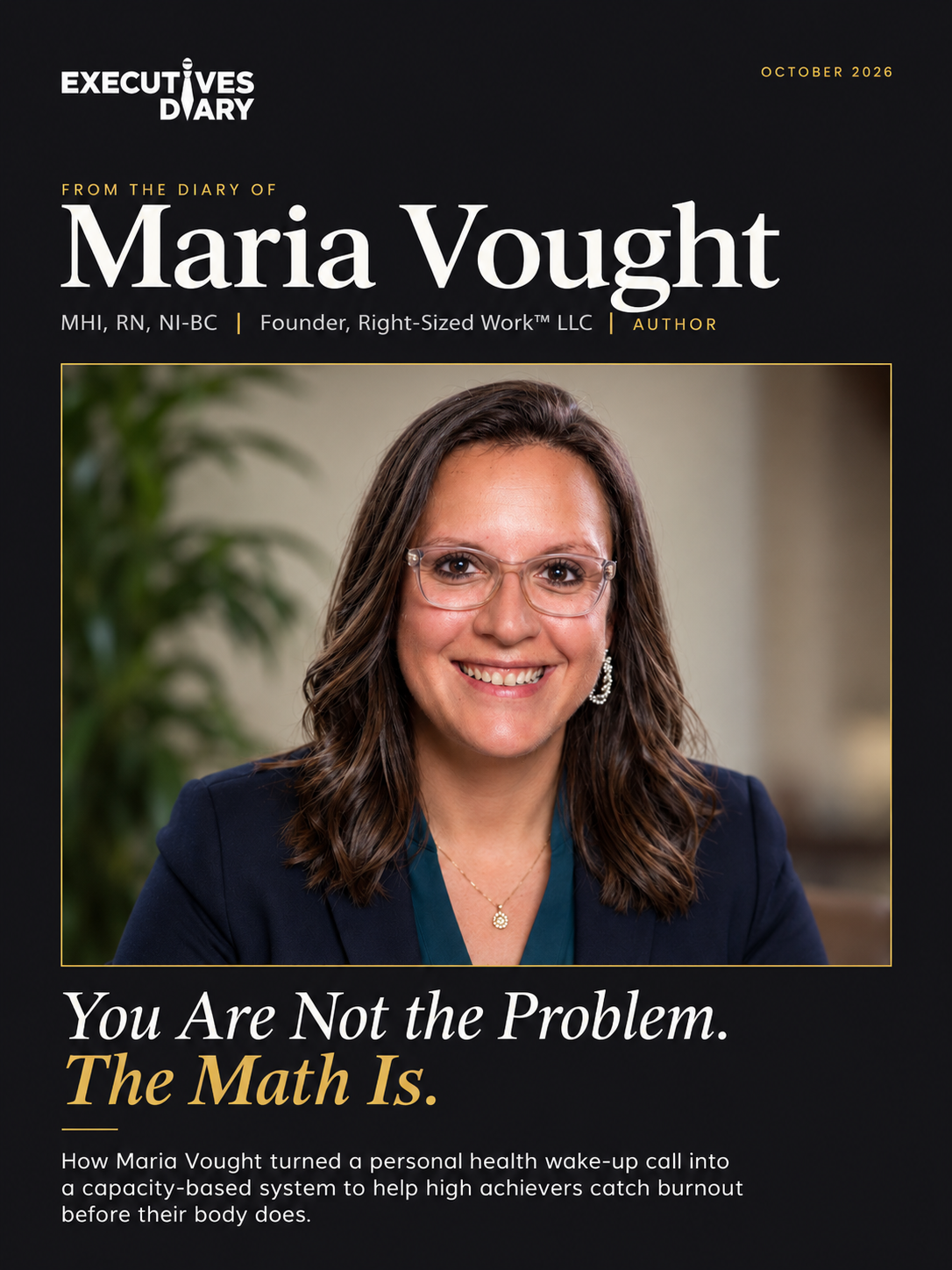 Maria Vought on the cover of Executives Diary