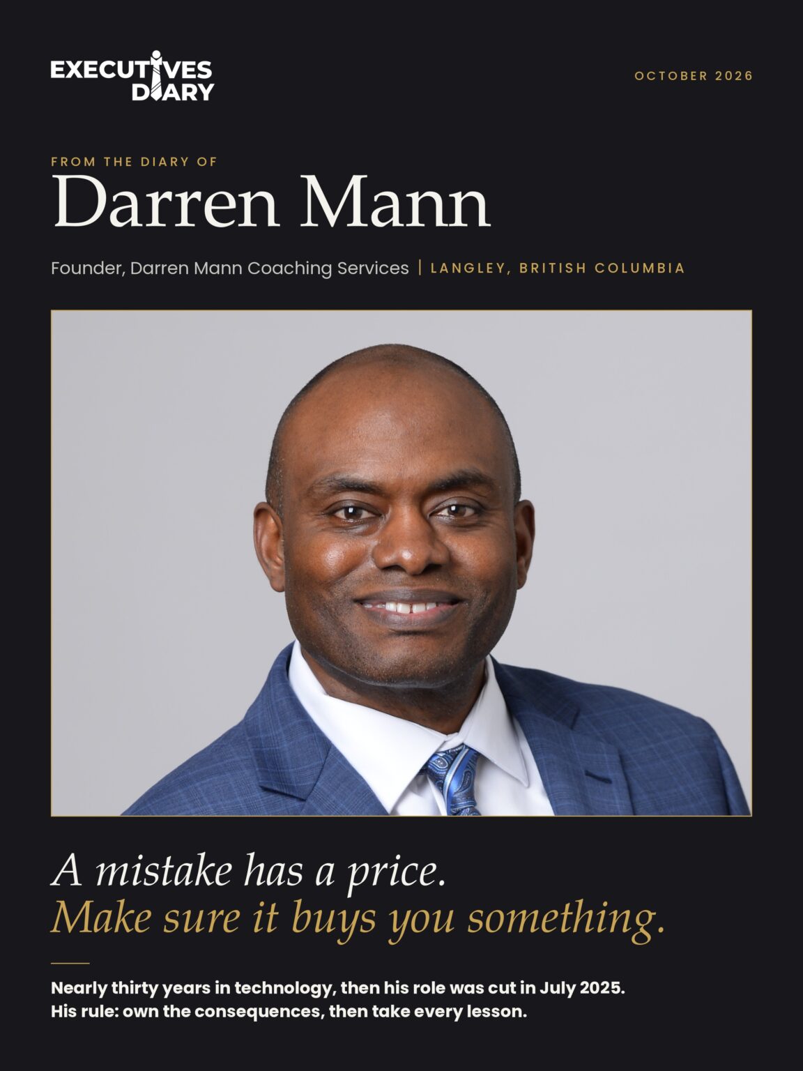 Darren Mann on the cover of Executives Diary