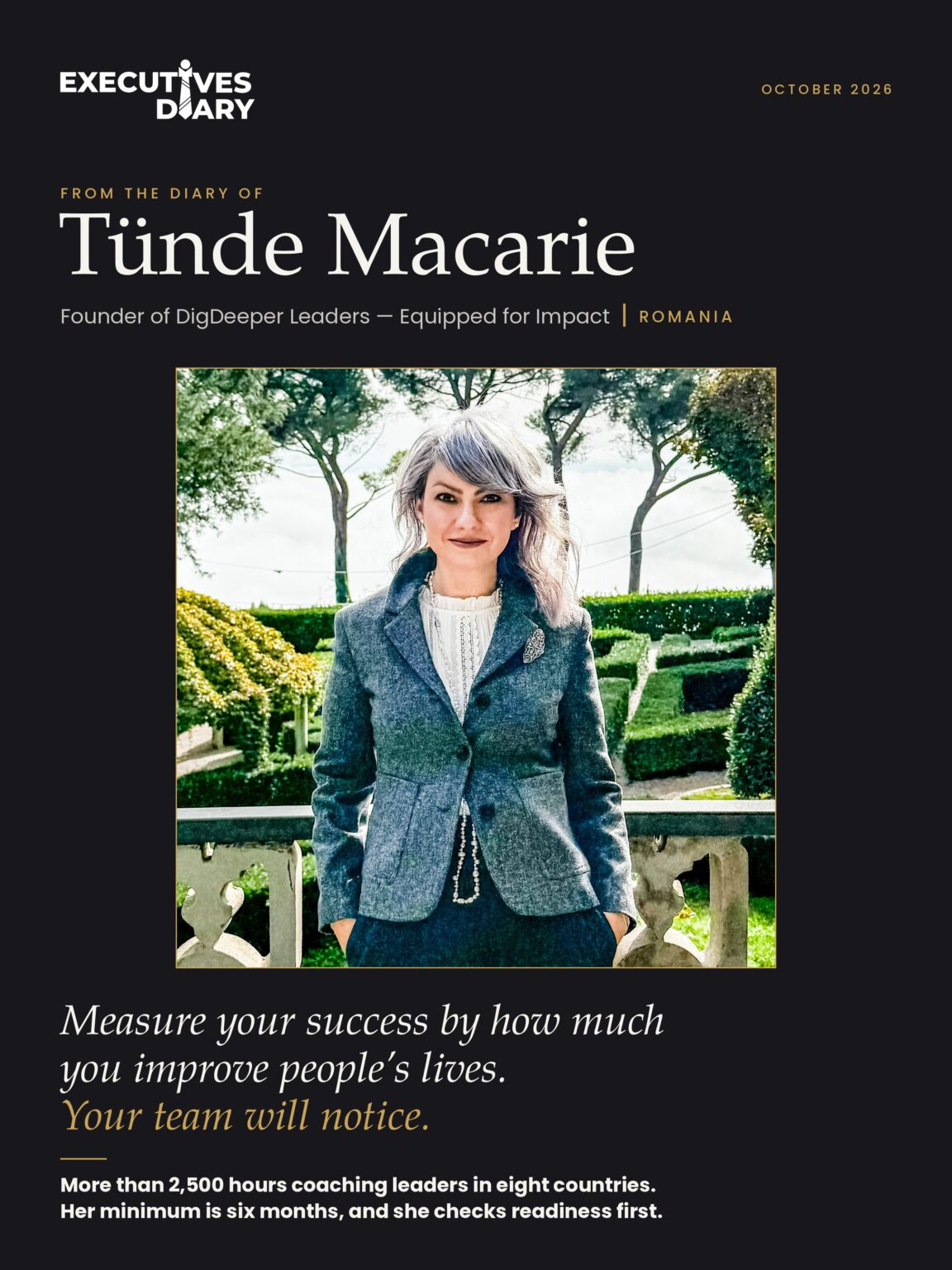 Tünde Macarie on the cover of Executives Diary